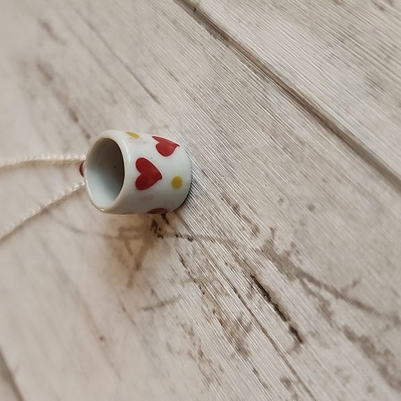 I Love Coffee NECKLACE Ceramic Mug 925S Plated 20 inch chain - Picture 2 of 5